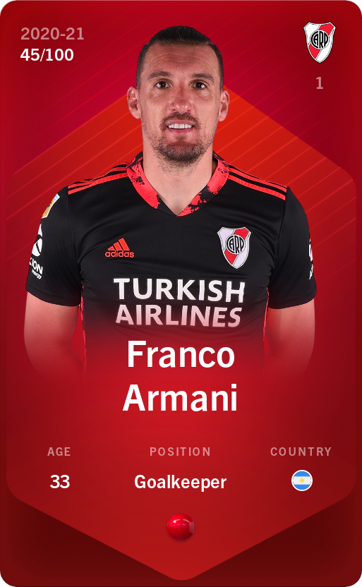 Sorare - Sorare Official - Franco Armani 2020-21 • Rare 45/100 - NFT # 5496664441881173840691807779074845100234712926876836889945796193106013720778