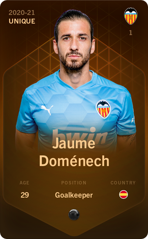 Sorare - Sorare Official - Jaume Doménech 2020-21 • Unique - NFT # 69069988280628078547907114522242207194744313022287861515376968493023578041202