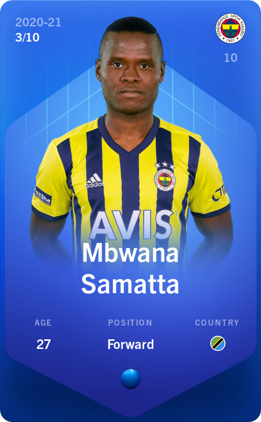 Sorare - Sorare Official - Mbwana Samatta 2020-21 • Super Rare 3/10 - NFT # 85621859146473462659078654321737586667987574802317913855820319023774757577473