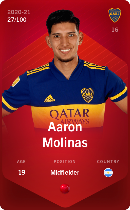 Sorare - Sorare Official - Aaron Molinas 2020-21 • Rare 27/100 - NFT # 101146191043129484248193547640849039835151888612012773188630852817490389730687