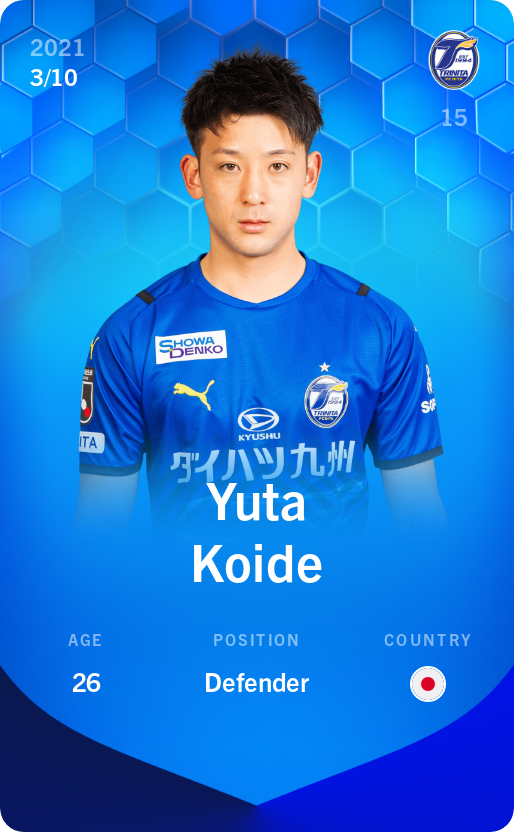 Sorare - Sorare Official - Yuta Koide 2021-22 • Super Rare 3/10 - NFT # 28678800934213126457260687678139872545663497300267399799972449617811996783438