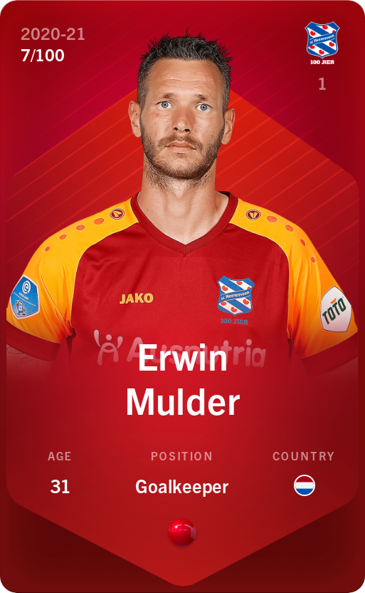 Sorare - Sorare Official - Erwin Mulder 2020-21 • Rare 7/100 - NFT # 108389380793827944138786651141608813817033608223112989382465613693550592663808