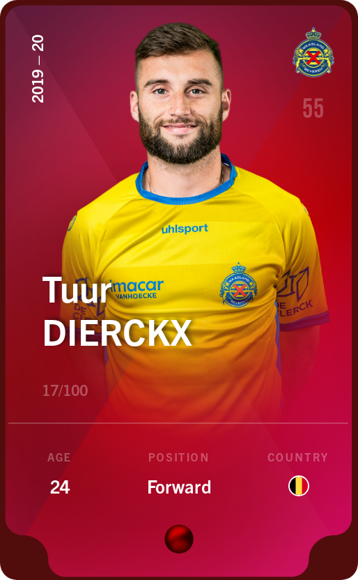 Sorare - Sorare Official - Tuur Dierckx 2019-20 • Rare 17/100 - NFT # 50529943434528612154060484759011864293328833752531588109747938656716766178057