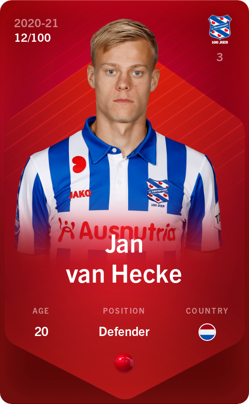 Sorare - Sorare Official - Jan van Hecke 2020-21 • Rare 12/100 - NFT # 659623908932246012528828046255588407165482315503555927887804333370670752052