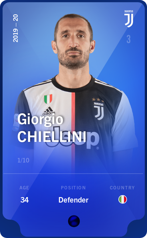 Sorare - Sorare Official - Giorgio Chiellini 2019-20 • Super Rare 1/10 - NFT # 61497614568422981625807688045503887021303891187757785673504297541690816180527