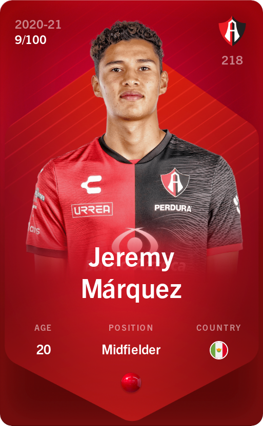 Sorare - Sorare Official - Jeremy Márquez 2020-21 • Rare 9/100 - NFT # 77541586563525120274029417923382205164346321815889007949486314705869386585974