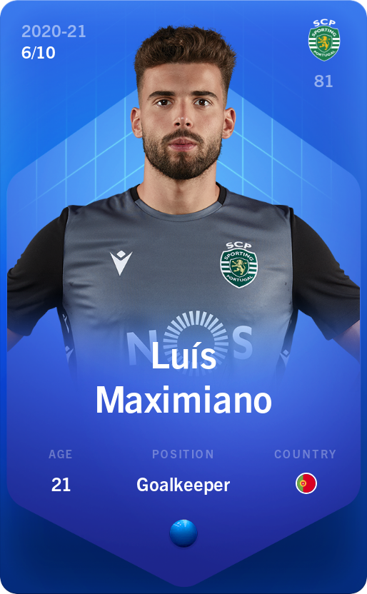 Sorare - Sorare Official - Luís Maximiano 2020-21 • Super Rare 6/10 - NFT # 67100705836484380940292770055654822808516208097966366669355270945770009502940