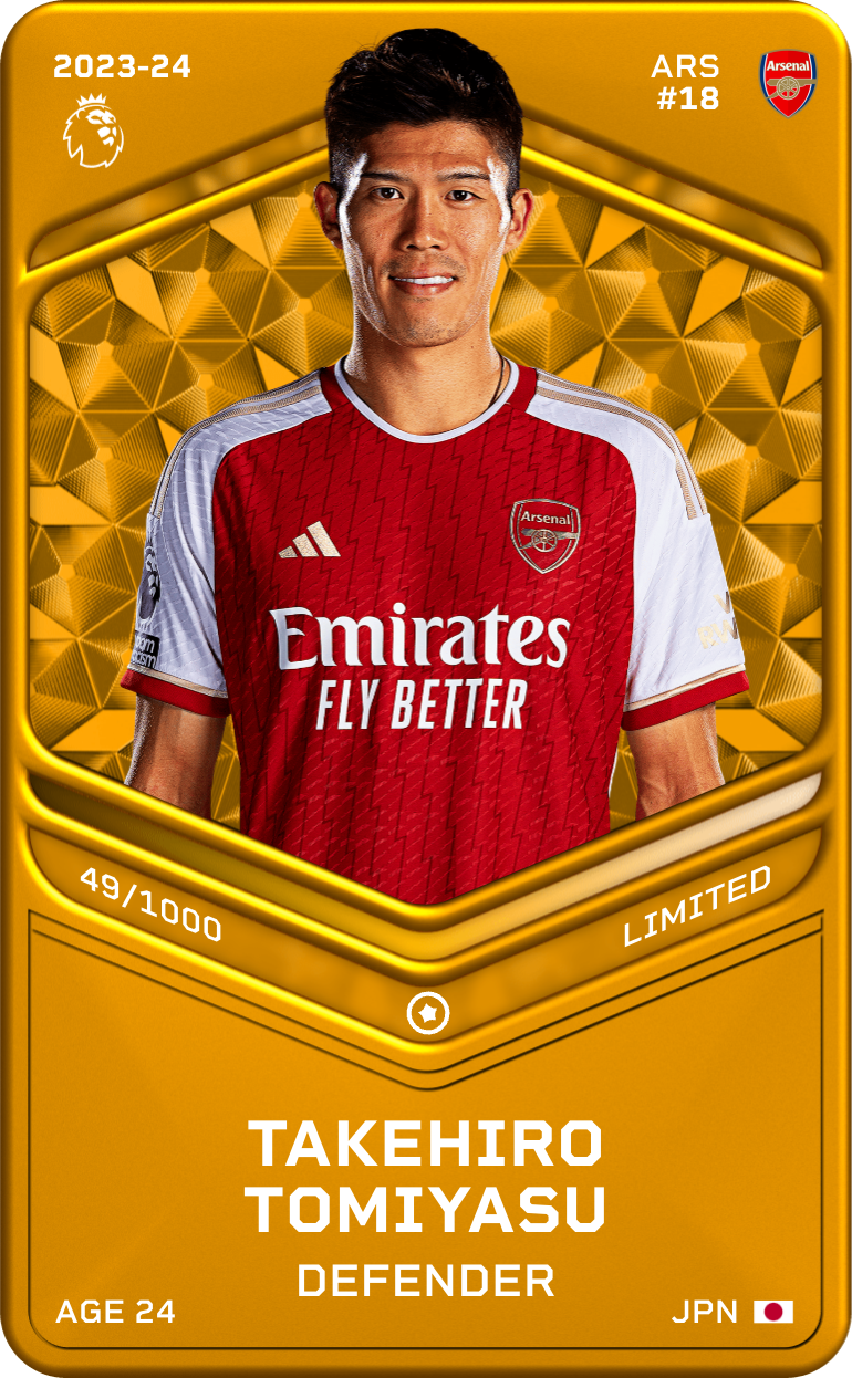 Sorare - Sorare Official - Takehiro Tomiyasu 2023-24 • Limited 49/1000 - NFT # 98772780861872118192404724872633351786412051451692702047108818718344784203153