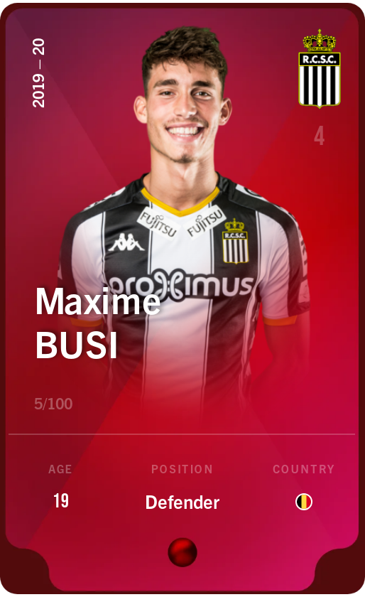 Sorare - Sorare Official - Maxime Busi 2019-20 • Rare 5/100 - NFT # 40066741004468179454418672553719769303513268862274034759723891927964201702607