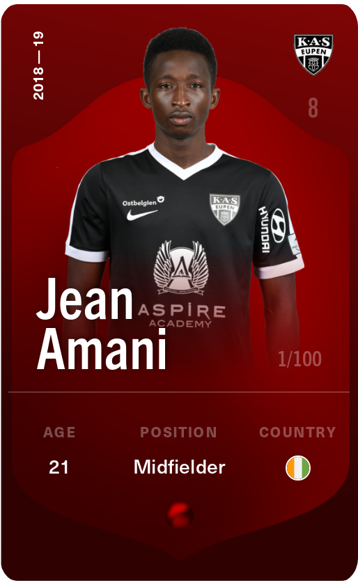 Sorare - Sorare Official - Jean Amani 2018-19 • Rare 1/100 - NFT # 17489575735903722833810722158670051562637876347064403202825375281114211502528