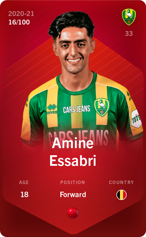 Sorare - Sorare Official - Amine Essabri 2020-21 • Rare 16/100 - NFT # 33495543455243739834811630962083931031311014348171793294397473802312487681832