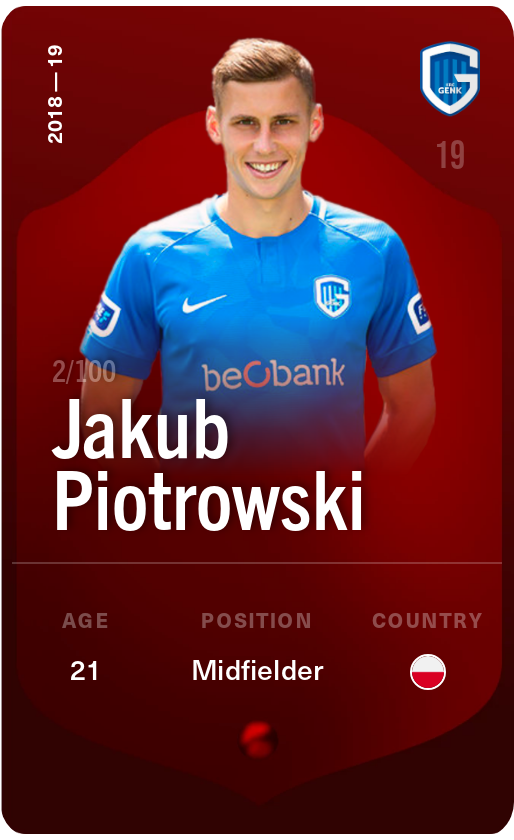 Sorare - Sorare Official - Jakub Piotrowski 2018-19 • Rare 2/100 - NFT # 96674261189643440932754559552844474867340362840550862184152192009032781015