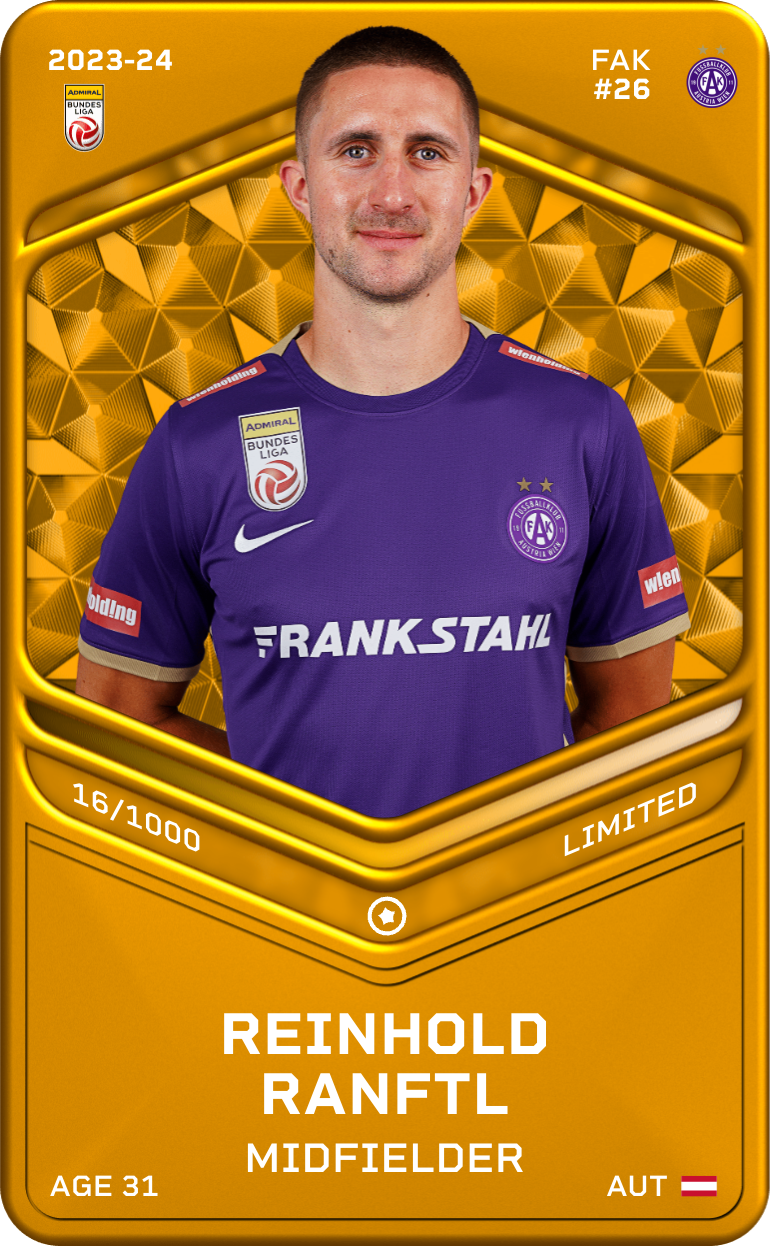 Sorare - Sorare Official - Reinhold Ranftl 2023-24 • Limited 16/1000 - NFT # 50596910711466179473879181631216167417793793213392467851779991595896359896722