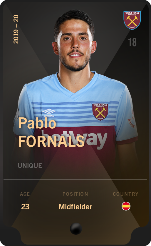 Sorare - Sorare Official - Pablo Fornals 2019-20 • Unique - NFT # 102769670347635227822205127118646001489391348715045748395158773745341282696831
