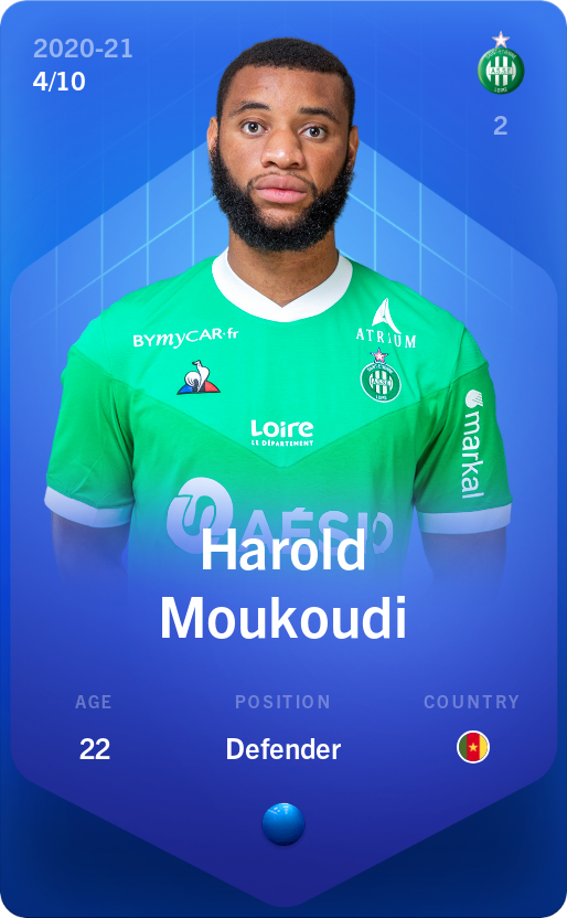 Sorare - Sorare Official - Harold Moukoudi 2020-21 • Super Rare 4/10 - NFT # 73037690594959904848073347643813772602784721409610274975344144693129929176417