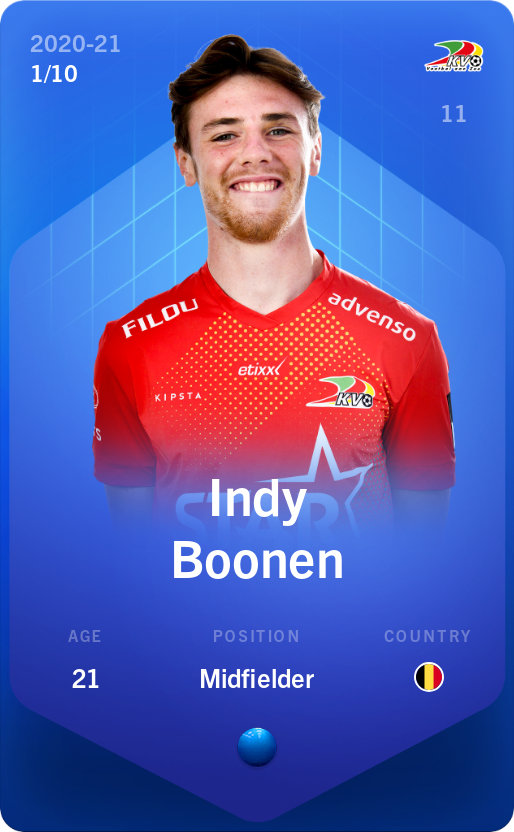 Sorare - Sorare Official - Indy Boonen 2020-21 • Super Rare 1/10 - NFT # 107404166402767050193559658102654360809358204251242245089065003997097681189948