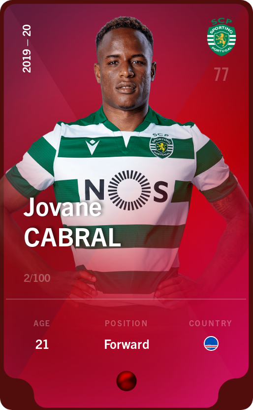 Sorare - Sorare Official - Jovane Cabral 2019-20 • Rare 2/100 - NFT # 71012456974443512122767599848080197888888748925442443524762774328306438644667