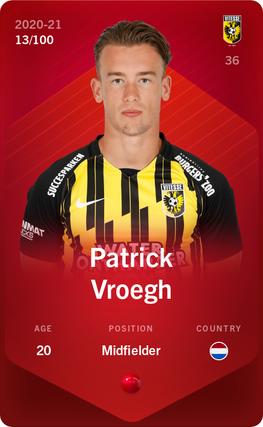 Sorare - Sorare Official - Patrick Vroegh 2020-21 • Rare 13/100 - NFT # 114179264205898310650555021807441390977611660576827645822415898630083051182876