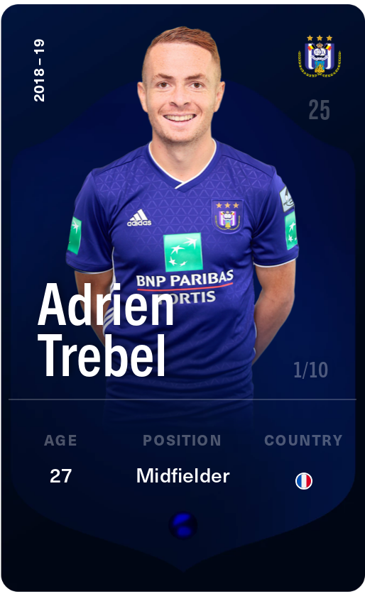 Sorare - Sorare Official - Adrien Trebel 2018-19 • Super Rare 1/10 - NFT # 8601717413327962631603891236284000770423884032750642610421652009307632318311