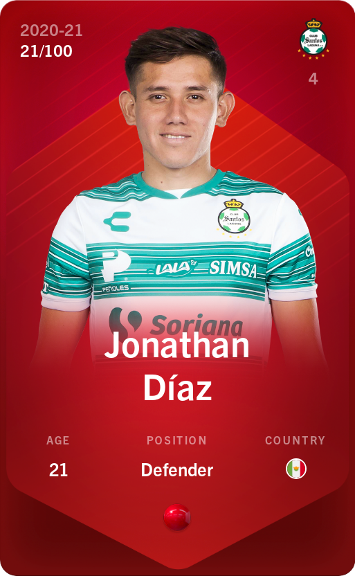 Sorare - Sorare Official - Jonathan Díaz 2020-21 • Rare 21/100 - NFT # 91215871813390557529967845136230384153923207837813944824099378799323118223850