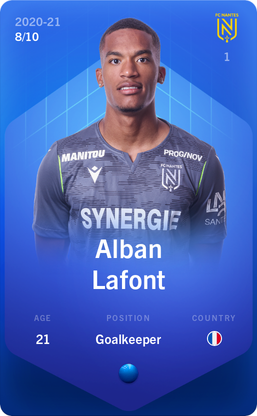 Sorare - Sorare Official - Alban Lafont 2020-21 • Super Rare 8/10 - NFT # 111454538307645348618329878145988039087672683174531246754643547673831699068394