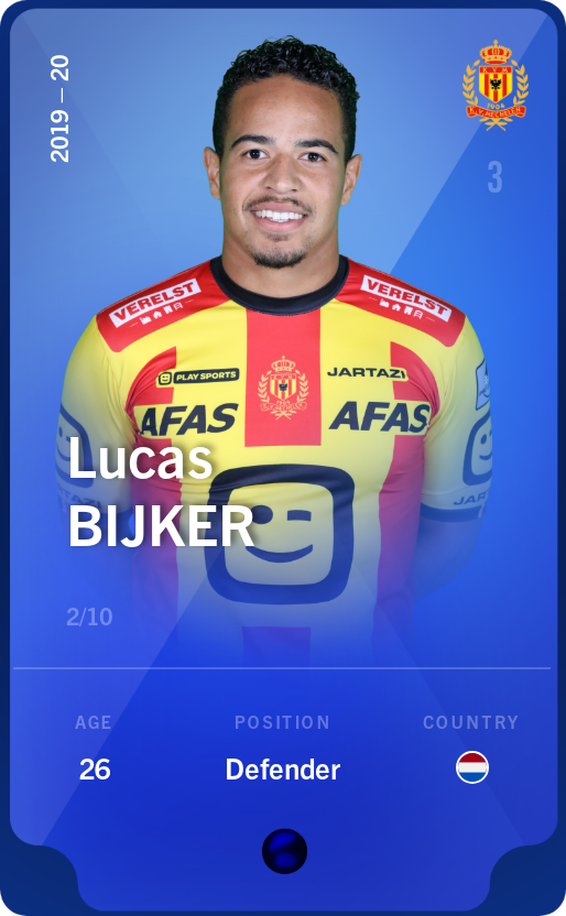 Sorare - Sorare Official - Lucas Bijker 2019-20 • Super Rare 2/10 - NFT # 13687737196652677472712654813996833451934877833525259488117801677057016278946