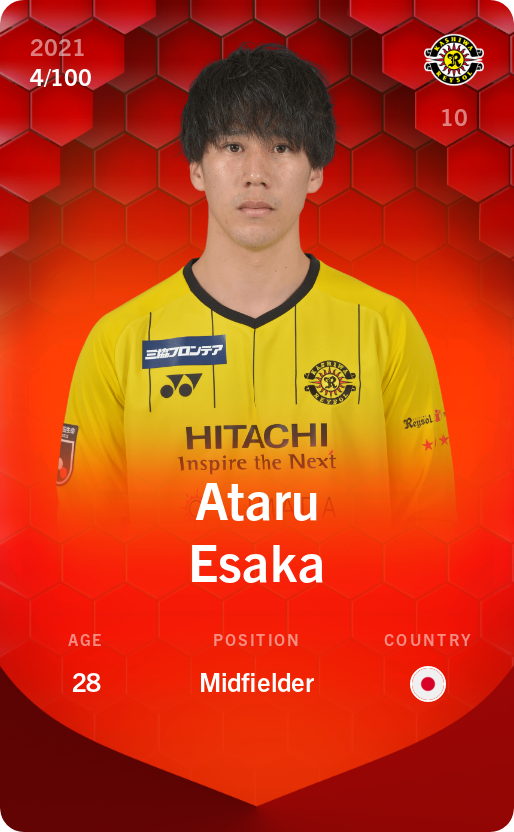 Sorare - Sorare Official - Ataru Esaka 2021-22 • Rare 4/100 - NFT # 72435600007557497881919005269086497237345204757229180094530260253918950183873