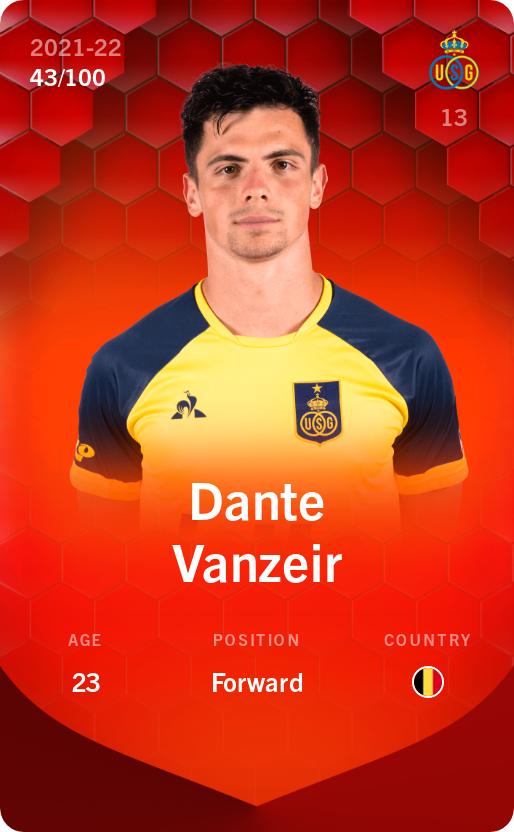 Sorare - Sorare Official - Dante Vanzeir 2021-22 • Rare 43/100 - NFT # 62081850368855946527750093771573574275885968575751443592187362918826436175927