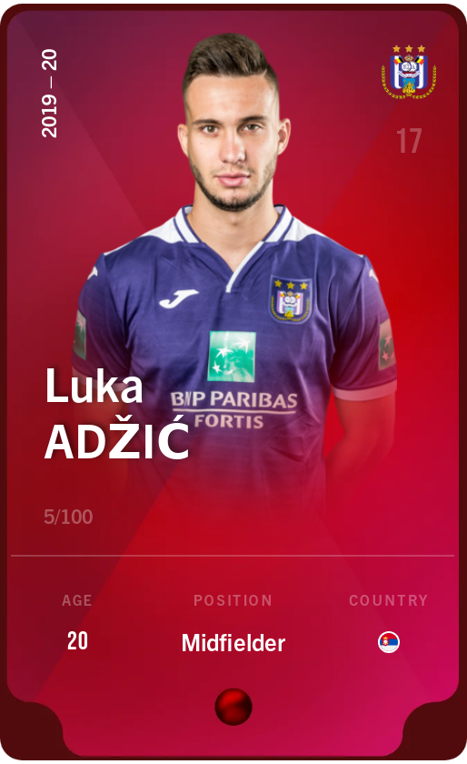 Sorare - Sorare Official - Luka Adžić 2019-20 • Rare 5/100 - NFT # 97280405963340170481500293514465635222343477109163716338407722405375521893116