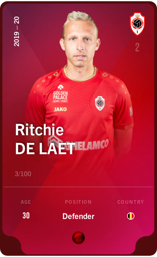 Sorare - Sorare Official - Ritchie De Laet 2019-20 • Rare 3/100 - NFT # 68384890217544503841335354313970924660787220099093710861618252825266715550918