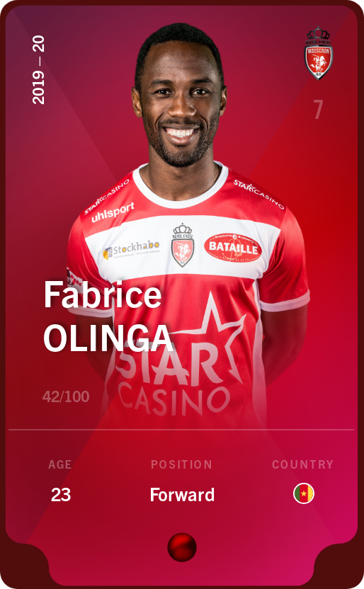 Sorare - Sorare Official - Fabrice Olinga 2019-20 • Rare 42/100 - NFT # 47755724757041749864997613860163195244290069874051652837432897317782424763457