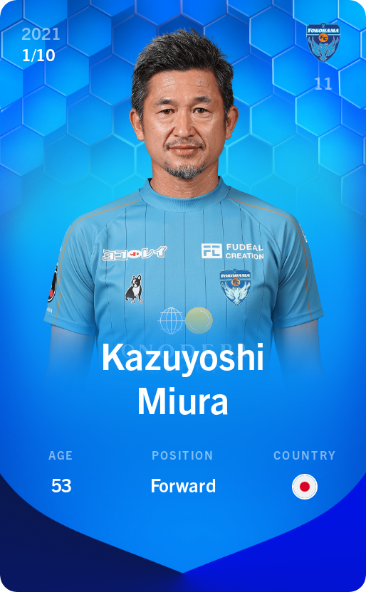 Sorare - Sorare Official - Kazuyoshi Miura 2021-22 • Super Rare 1/10 - NFT # 19905118740425077593861471460701194389279470626518463449453725919739203105988