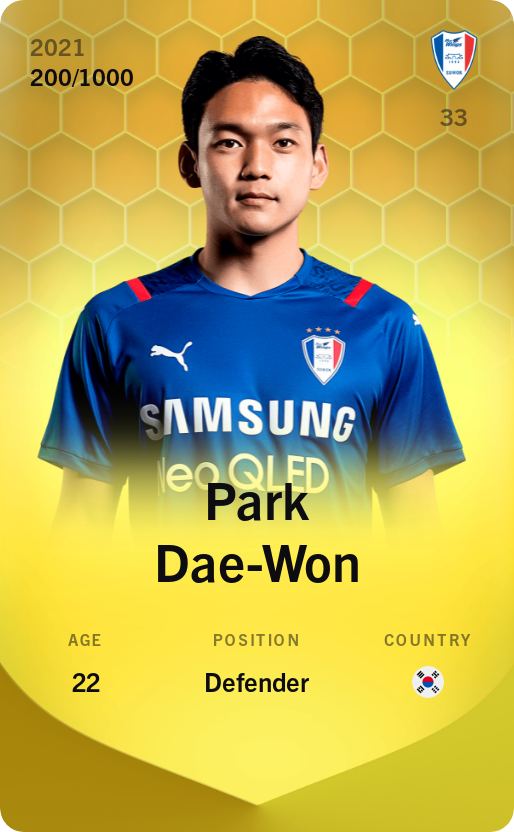 Sorare - Sorare Official - Park Dae-Won 2021-22 • Limited 200/1000 - NFT # 93989094485032720586829220766606066606603171193138736466720674214866451959399