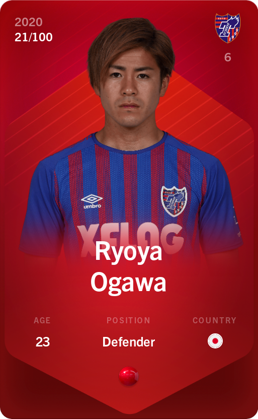 Sorare - Sorare Official - Ryoya Ogawa 2020-21 • Rare 21/100 - NFT # 25783743755284199814080734168379379724866363670732465077112130913207552330569