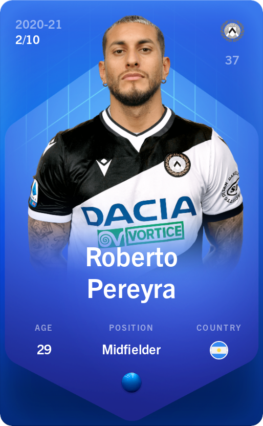 Sorare - Sorare Official - Roberto Pereyra 2020-21 • Super Rare 2/10 - NFT # 104949094490904435188127376633615761088387133700476718848093519267187852468469