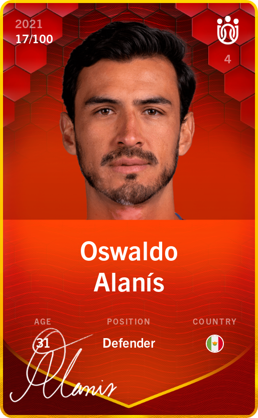 Sorare - Sorare Official - Oswaldo Alanís 2021-22 • Rare 17/100 - NFT # 37560493073813870206095999760055421737033731772113187481220271755458209382472