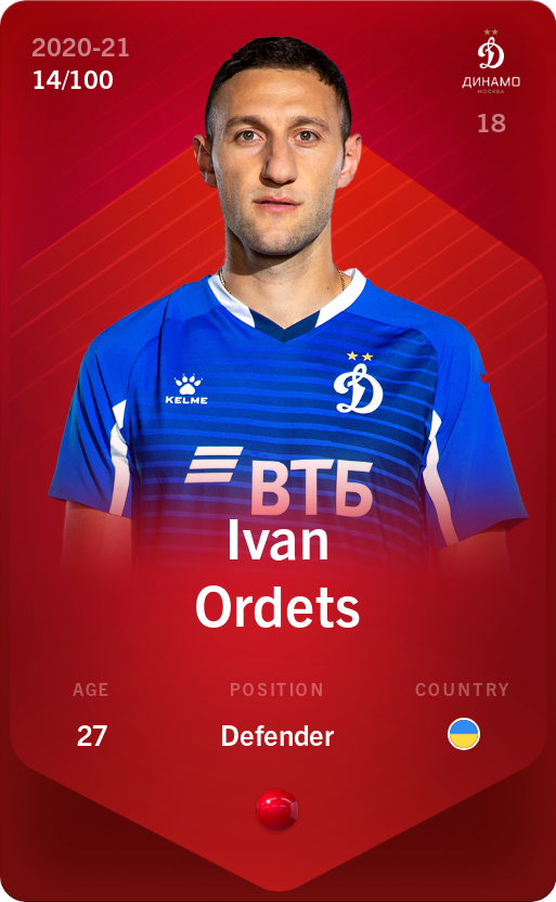 Sorare - Sorare Official - Ivan Ordets 2020-21 • Rare 14/100 - NFT # 112579027065714815637627937022571559184294293052179168595570202145204026781960