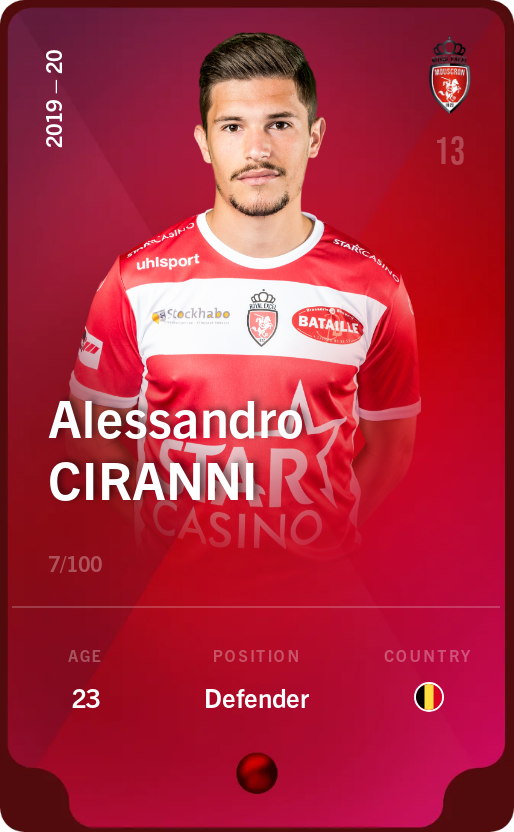 Sorare - Sorare Official - Alessandro Ciranni 2019-20 • Rare 7/100 - NFT # 57364671094028681558440833070421030575661802942705813027650891098149060370760