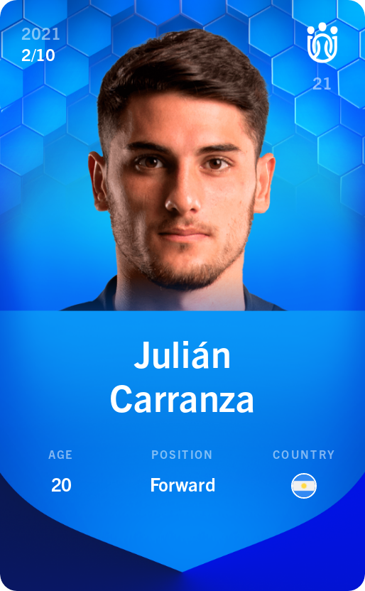 Sorare - Sorare Official - Julián Carranza 2021-22 • Super Rare 2/10 - NFT # 19243287969689288428793891595584095101112325375027438646654105845907573059167