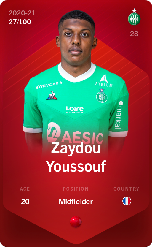 Sorare - Sorare Official - Zaydou Youssouf 2020-21 • Rare 27/100 - NFT # 61695649493731266065158791084621981709733081204586619330320067821774700625156
