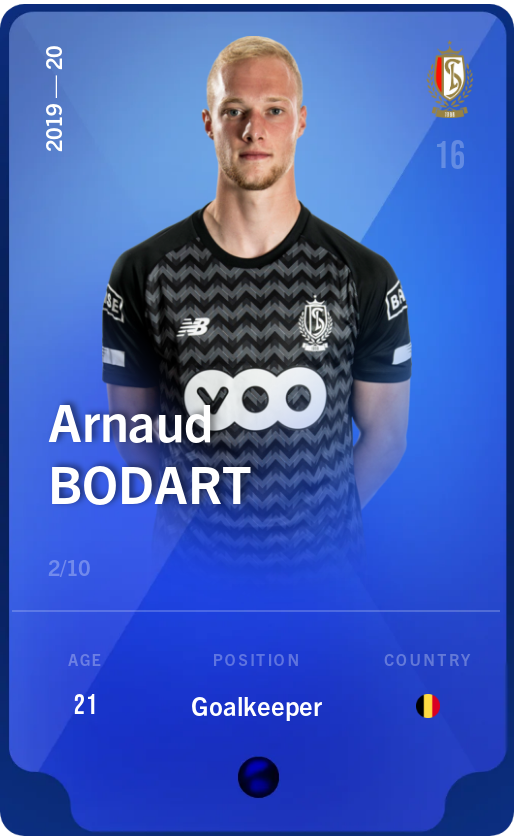 Sorare - Sorare Official - Arnaud Bodart 2019-20 • Super Rare 2/10 - NFT # 82073741645510144170548213041531247008507131470602043312560347476154821251549