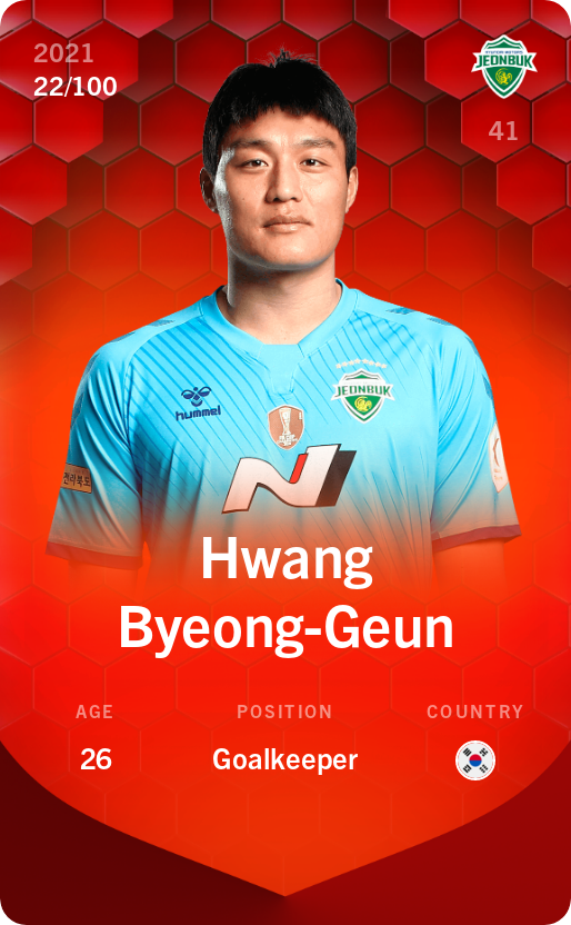 Sorare - Sorare Official - Hwang Byeong-Geun 2021-22 • Rare 22/100 - NFT # 36538406557854534310010360705461638471651837284018838308939932316248709418497