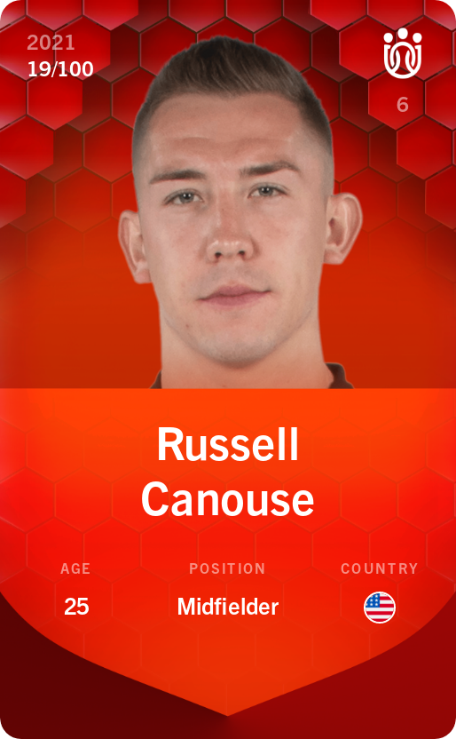 Sorare - Sorare Official - Russell Canouse 2021-22 • Rare 19/100 - NFT # 70043213829061707489044583854534186941105051826301476837505190090698083102139