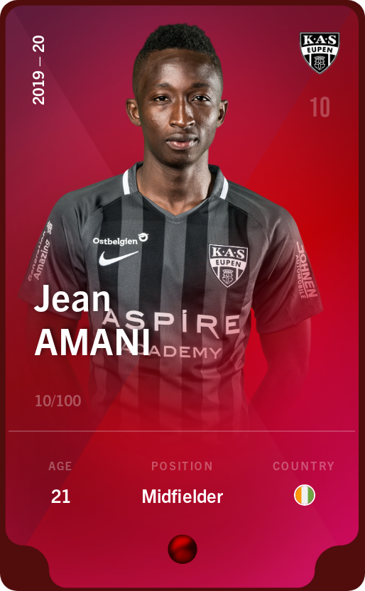 Sorare - Sorare Official - Jean Amani 2019-20 • Rare 10/100 - NFT # 63021550764266610814928671333441729613194625990342450891488744009690982787479