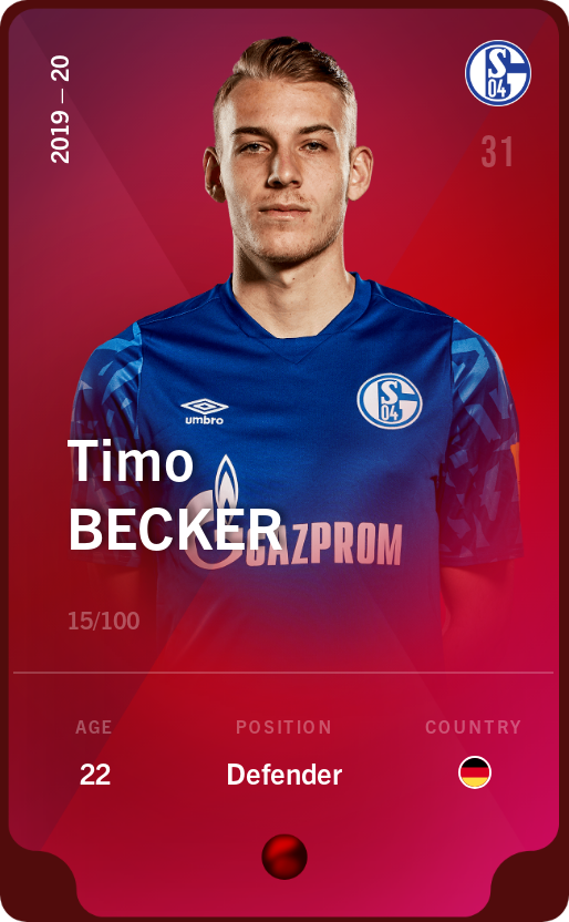 Sorare - Sorare Official - Timo Becker 2019-20 • Rare 15/100 - NFT # 65737091998038951420974421011082002570929934529819453529451001263799654031898