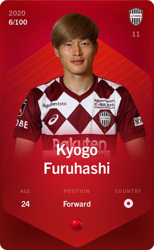 Sorare - Sorare Official - Kyogo Furuhashi 2020-21 • Rare 6/100 - NFT # 94214135324068324762400560718514410127068939485442406557770384550732037133869
