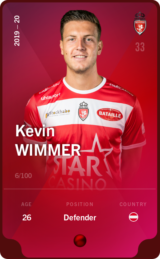 Sorare - Sorare Official - Kevin Wimmer 2019-20 • Rare 6/100 - NFT # 108571939348190278812558272282492786023743572280610031440232569955740540702926