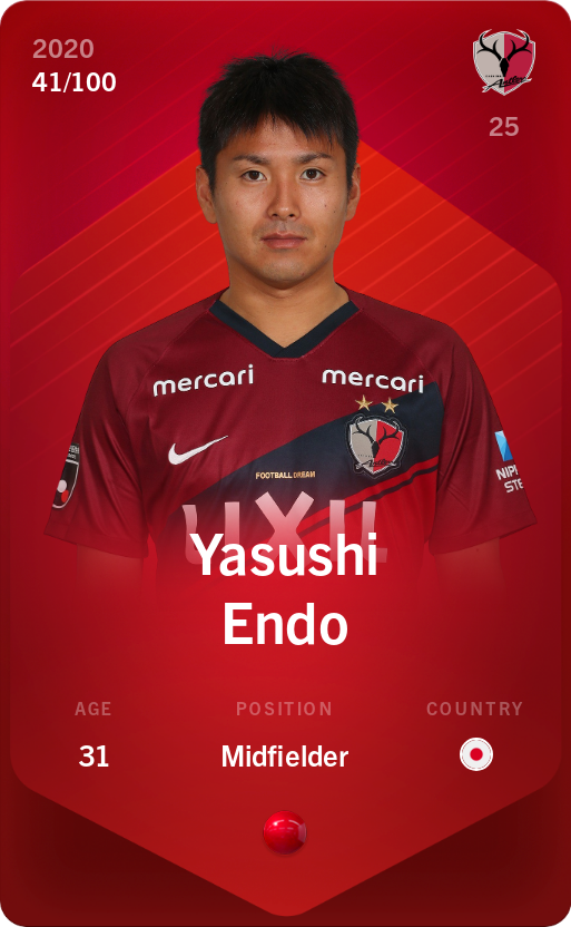 Sorare - Sorare Official - Yasushi Endo 2020-21 • Rare 41/100 - NFT # 92234675824461020966508879198097194470235742352677671709200636519837205547045