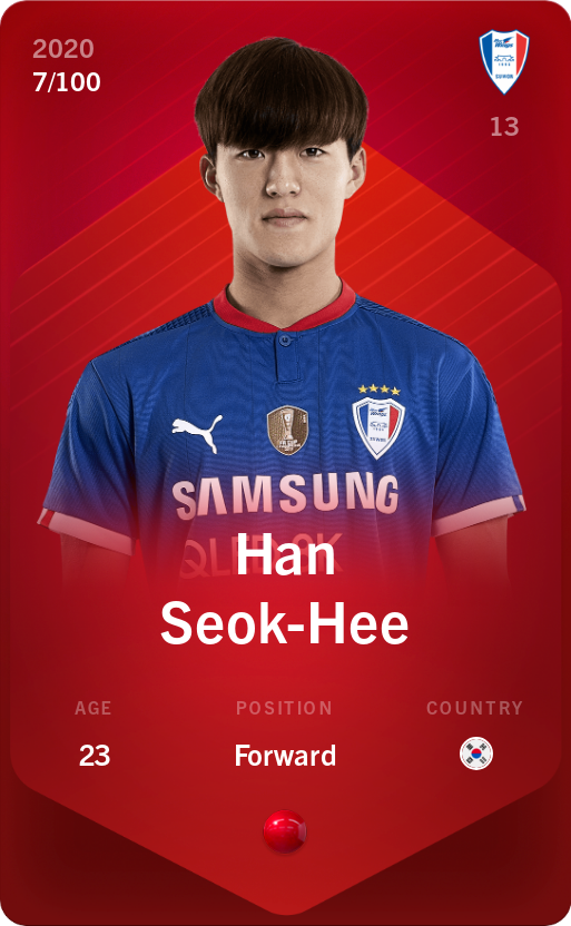 Sorare - Sorare Official - Han Seok-Hee 2020-21 • Rare 7/100 - NFT # 40605315972208457041133781670212908106849743870396038048127813760219802360470