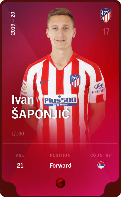 Sorare - Sorare Official - Ivan Šaponjić 2019-20 • Rare 1/100 - NFT # 91843873037703807045823077457806949297933728332451521007640721336452994048064